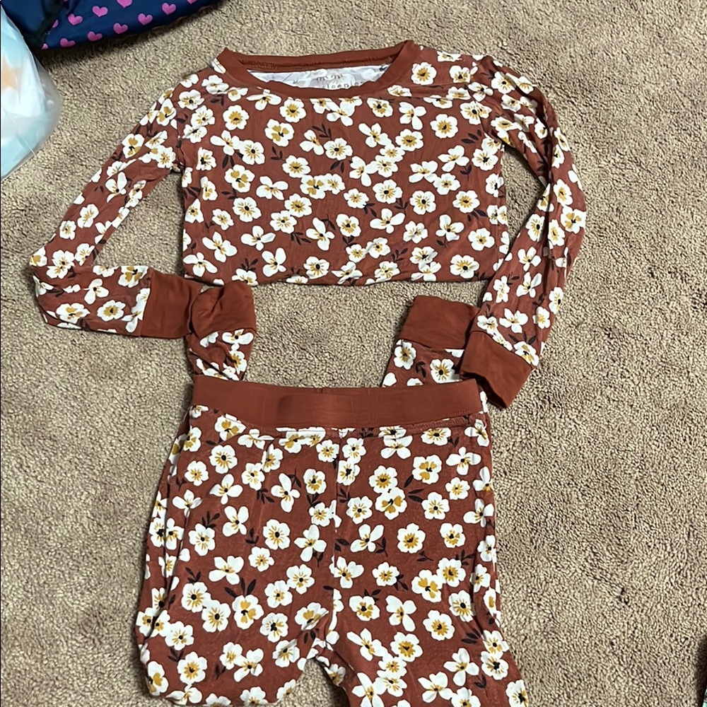 Little Sleepies Brown Floral Kids Pajama set